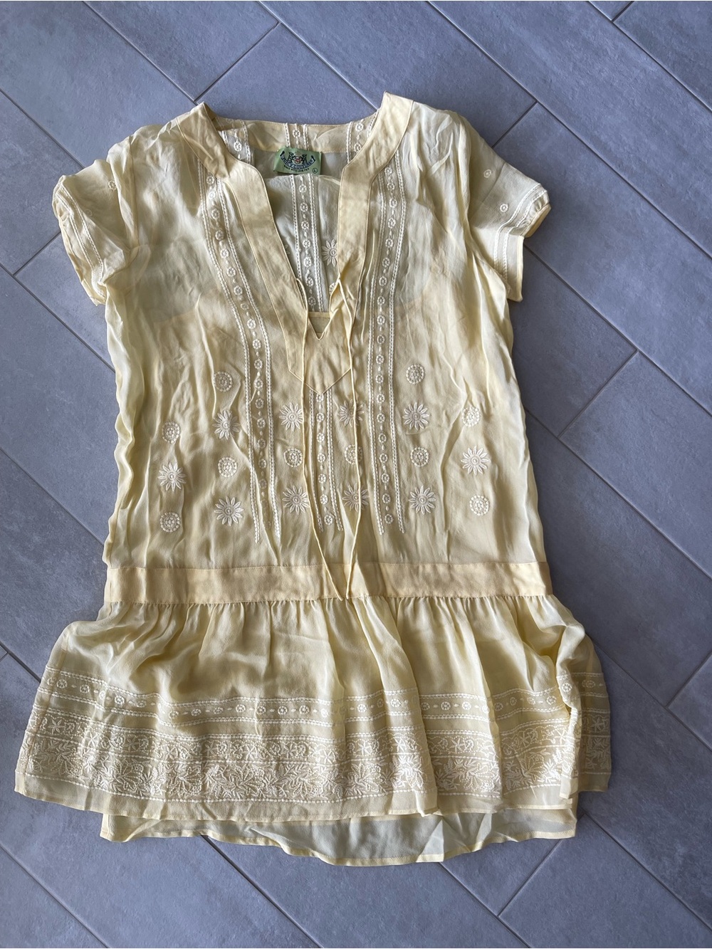 NWOT Juicy Couture Boho Yellow Embroidered Dress
